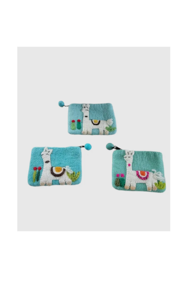 Wool Felt Animal Coin Purse Llama
